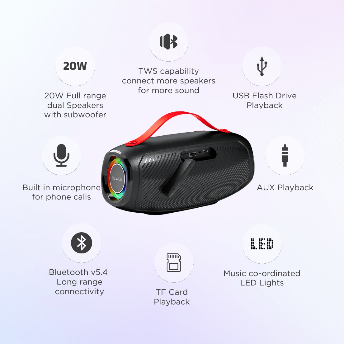BLACK BassDrum 2 Wireless Bluetooth Speaker, 20W, Upto 9H Playtime, 1 Yr Warranty BLACK BassDrum 2 Wireless Bluetooth Speaker, 20W, Upto 9H Playtime, 1 Yr Warranty